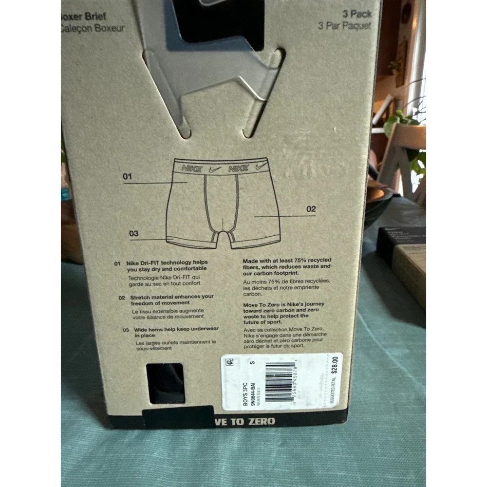 Nike Dri-FIT Essentials Micro Youth Boxer Briefs 3-Pack Black Multi Youth S NEW